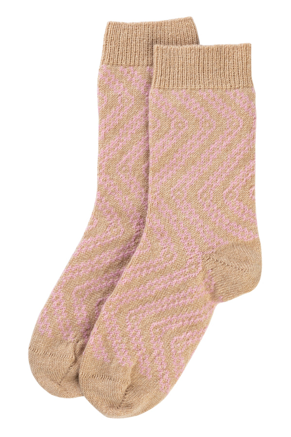 Swirly Cashmere Socks, Natural + Lily